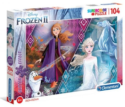 neuveden: Clementoni Puzzle Supercolor Glitter - Frozen 2, 104 dílků