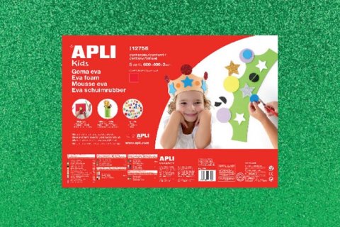 neuveden: APLI pěnovka se třpytkami 400 x 600 mm - zelená 3 ks