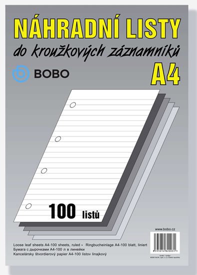 neuveden: Náhradní listy A4, linka, 100 listů neuveden: Náhradní listy A4, linka, 100 listů