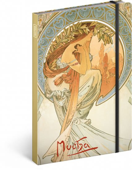 neuveden: Notes - Alfons Mucha - Poezie, linkovaný, 13 x 21 cm