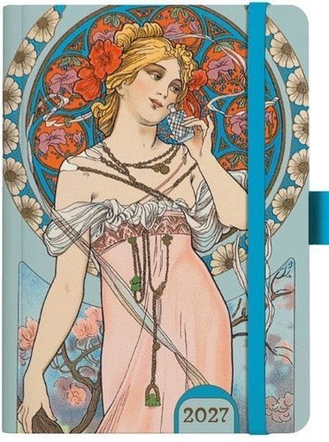 : Týdenní diář A5 Alfons Mucha 2027 Modrý
