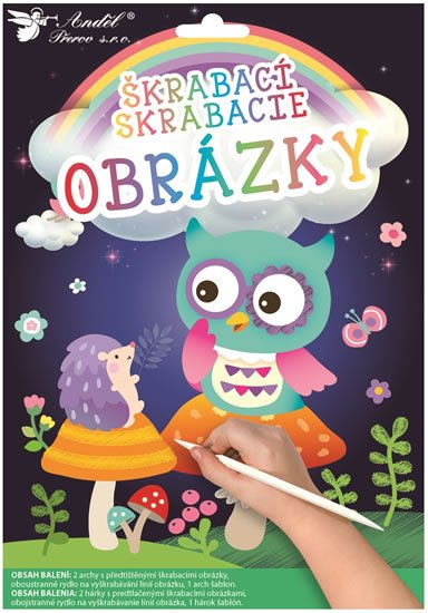 neuveden: Vyškrabávací obrázky - Sovička 16,5 x 21 cm (2 ks)