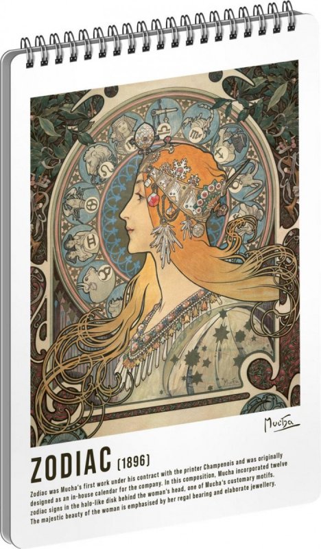 neuveden: Spirálový blok Alfons Mucha - Zodiac, linkovaný