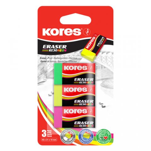 neuveden: Kores Pryž KE30 NEON barevný mix 40 x21 x 10 mm 3 ks neuveden: Kores Pryž KE30 NEON barevný mix 40 x21 x 10 mm 3 ks