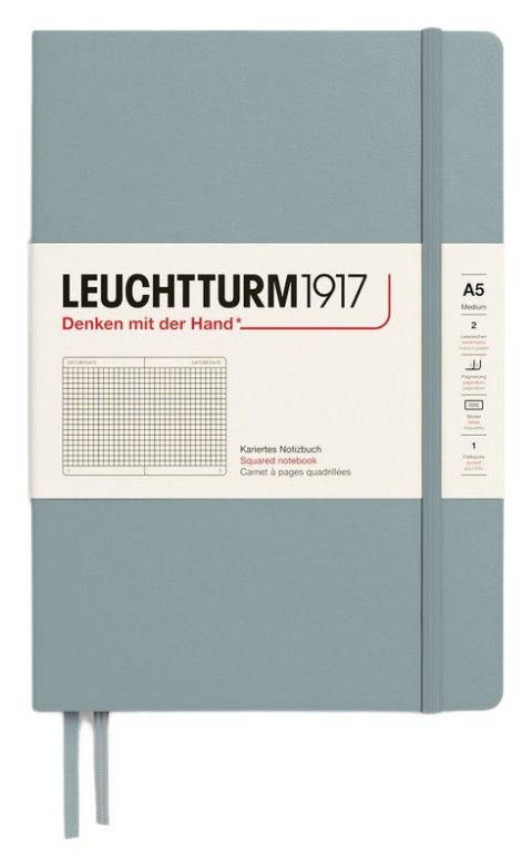: Zápisník Leuchtturm1917 A5 tvrdé desky Dove čtverečkovaný