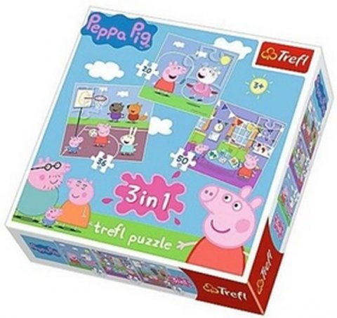 neuveden: Trefl Puzzle Peppa Pig - Zábava ve škole 3v1 (20,36,50 dílků)