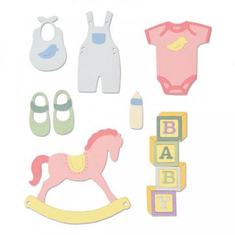 neuveden: SIZZIX Thinlits vyřezávací kovové šablony - miminko 12 ks