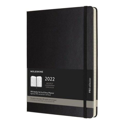neuveden: Moleskine Vertikální PRO diář 2022 černý A4, tvrdý