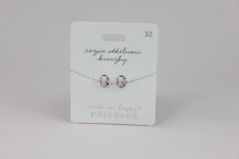 neuveden: Přívěsek MAKE ME HAPPY Růžové oddělovací kroužky