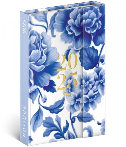 neuveden: Diář 2025: Modrý květ - týdenní, magnetický, 11 × 16 cm
