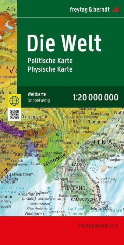 neuveden: Mapa světa 1:20.000.000 / politická,  fyzická (nástěnná; mezinárodní verze)