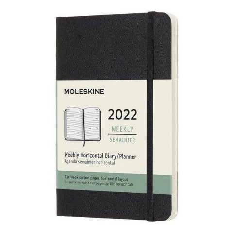 neuveden: Moleskine Horizontální diář 2022 černý S, měkký, tvrdý