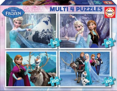neuveden: Puzzle Ledové království 4v1 (50,80,100,150 dílků)