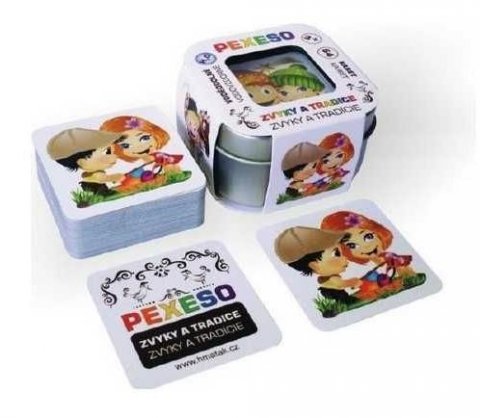 neuveden: Pexeso zvyky a tradice: 64 karet voděodolné v plechové krabičce Hmaťák