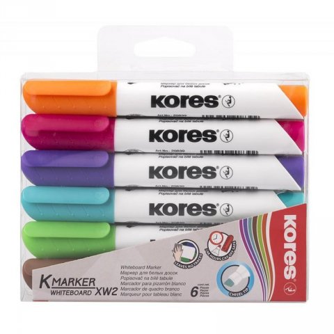 neuveden: Kores popisovač K-MARKER na bílé tabule, zkosený hrot 3-5 mm, mix 6 barev