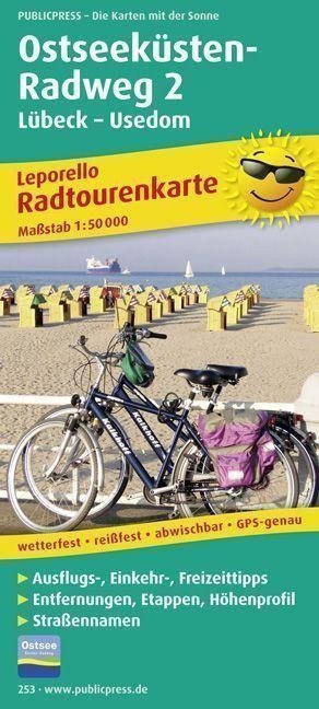 neuveden: Baltské pobřeží 2, Cyklotrasa Lübeck-Usedom 1:50 000 / cyklistická mapa