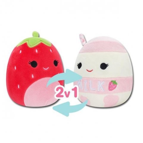 neuveden: Squishmallows 2v1 - jahoda Scarlet a jahodové mléko Amelie 13 cm