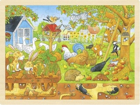 neuveden: Goki Puzzle Zákoutí naší zahrady 96 dílků - dřevěné