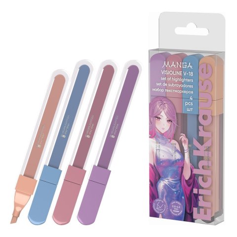 neuveden: Sada 4 zvýrazňovačů ErichKrause Visioline V-18 Manga