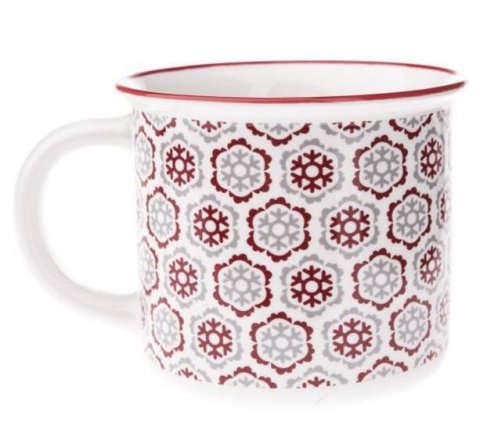 neuveden: Hrnek porcelánový - vločky červenošedé 370 ml