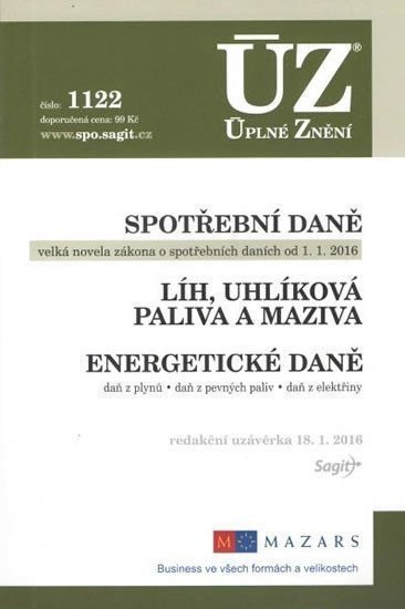 neuveden: ÚZ 1122 Spotřební daně, líh, paliva a maziva, energetické daně