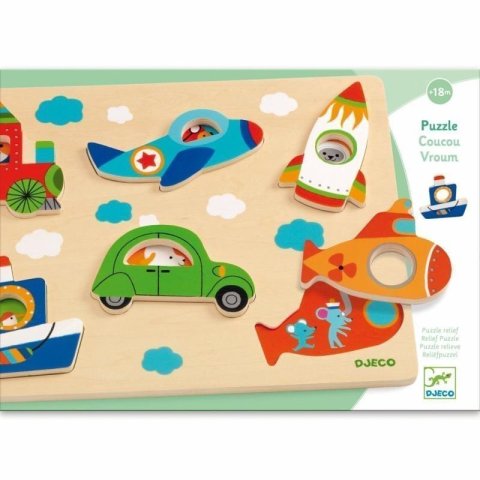 neuveden: DJECO Vkládací puzzle s okénky Dopravní prostředky