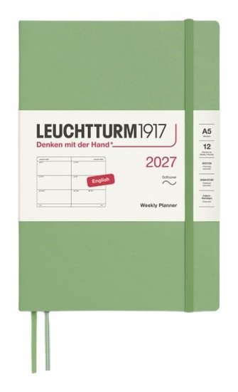 -: Týdenní plánovač Sage, Medium A5 2027, Softcover, anglicky