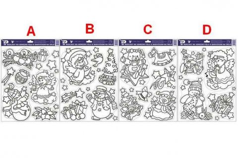 neuveden: Předlohy na malování na sklo s vyvýšenou konturou - vánoční 38 x 30 cm