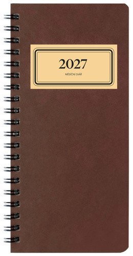 : Diář 2027 měsíční na výšku RETRO, černý
