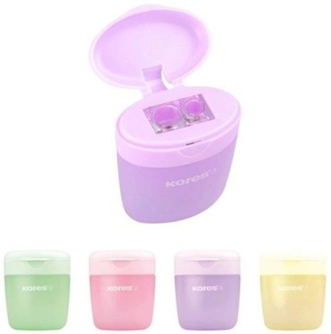 neuveden: Dvojité plastové ořezávátko Kores Deposito Pastel - mix barev