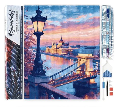 : Diamantové malování - Budapešť Za Soumraku 40x50cm bez rámu