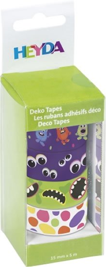 neuveden: HEYDA samolepící washi papírové pásky - sada příšerky 1,5 cm x 5 m ( 4 ks )