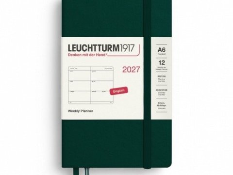 -: Týdenní plánovač Forest Green, Pocket A6 2027, anglicky