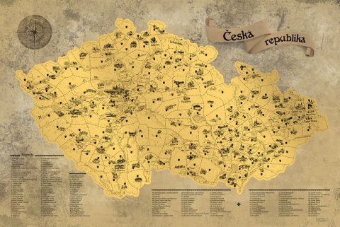 neuveden: Stírací mapa Česka – zlatá Deluxe XL