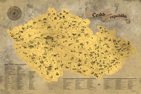 neuveden: Stírací mapa Česka – zlatá Deluxe XL neuveden: Stírací mapa Česka – zlatá Deluxe XL