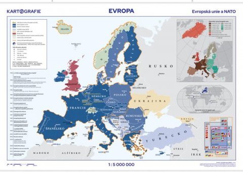 neuveden: Evropa - Evropská unie a NATO 1:5 000 000 nástěnná mapa