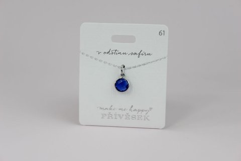 neuveden: Přívěsek MAKE ME HAPPY V odstínu safíru