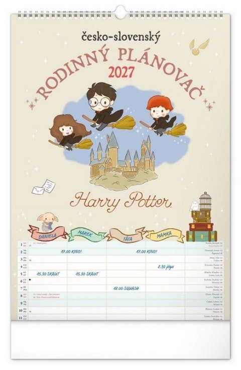 : Kalendář 2027 nástěnný: Rodinný, plánovací Harry Potter XL, 33 x 46 cm