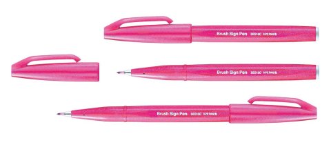 neuveden: Popisovač Pentel Touch Brush - růžový