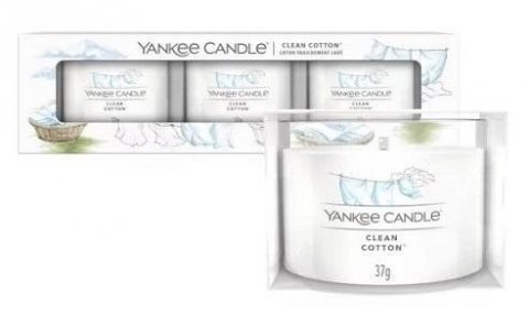 neuveden: YANKEE CANDLE Clean Cotton svíčka votivní sada 3ks