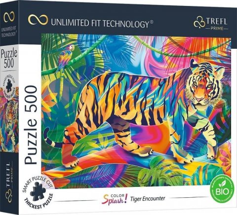 neuveden: Trefl Puzzle UFT Color Splash: Setkání s tygrem 500 dílků