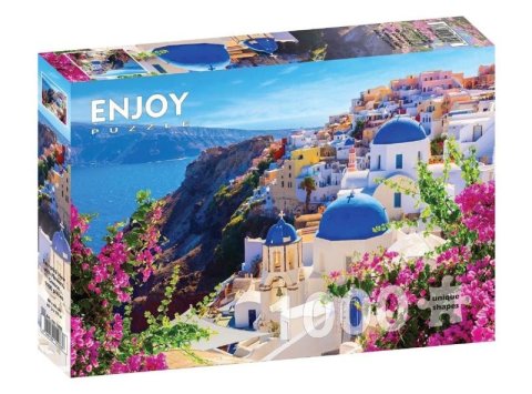 neuveden: Puzzle Santorini s květinami, Řecko 1000 dílků
