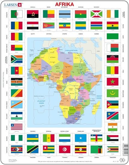 neuveden: Puzzle MAXI - Mapa Afriky + vlajky/70 dílků