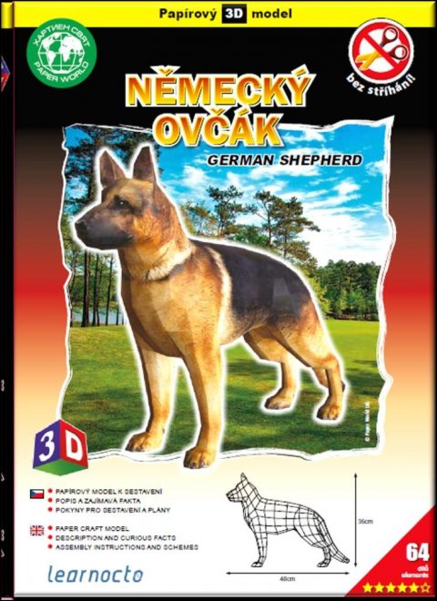 neuveden: Německý ovčák – Papírový 3D model/64 dílků neuveden: Německý ovčák – Papírový 3D model/64 dílků