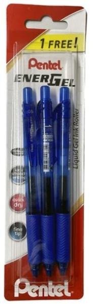neuveden: Gelové pero EnerGel Pentel 0,5 mm, modré - sada 3 ks