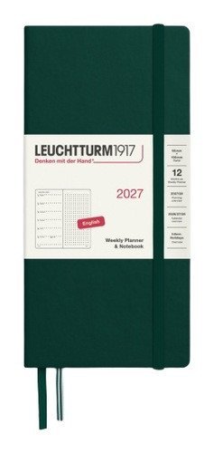 -: Týdenní plánovač & Zápisník Forest Green, tečkovaný Wallet B6+ x A6 2027, a