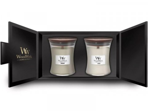 neuveden: WoodWick Dárkový set 2ks svíček 275g Fireside,Linen