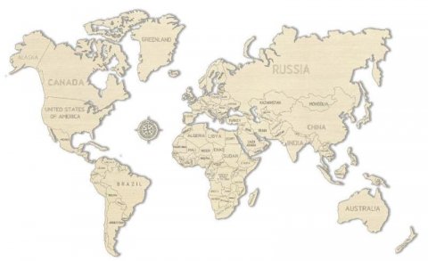 neuveden: Wooden City Mapa světa dřevěná velikost M (57x38cm)