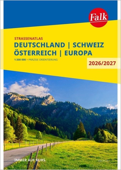 : Německo, Švýcarsko, Rakousko 1:300 000 / atlas silnic 2026/2027 Falk