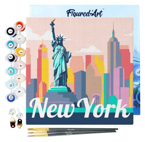 : Mini malování podle čísel - Travel Poster New York Socha Svobody 20x20cm na